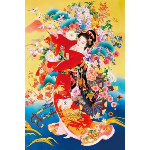 Japanese kimono lady classic Art Needlework 14CT Canvas Unprinted Handmade Embroidery Cross Stitch Kits DIY Home Decor