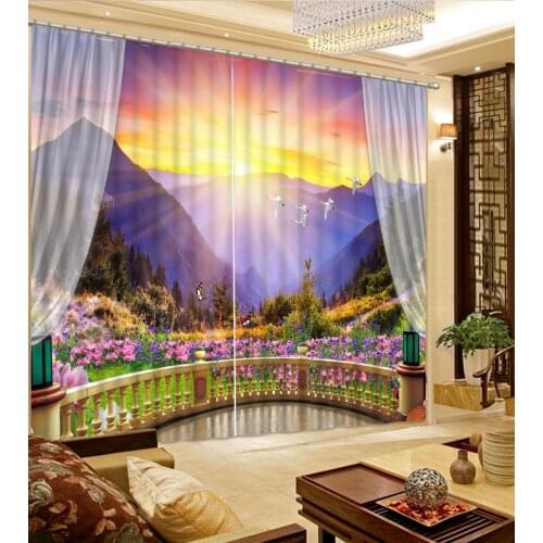 3D Print beautiful scenery Window Blackout Curtains Heat insulation 3D Curtain for Living Room Customizable Size