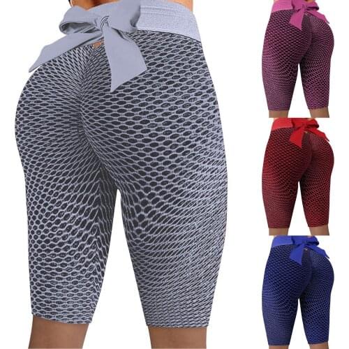 Womens leggings Tight-fitting Skinny Buttocks Lifting Fitness Solid Yoga Pants pantalon femme Bowknot leggings OutDoor Shorts
