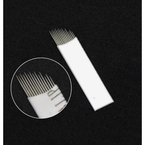 10Pcs Semi 14 Pins Permanent Makeup Eyebrow Tattoo Microblading Needle 3D Embroidery Long Short Pins For Tattoo Manual