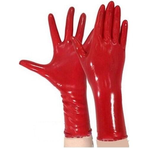 100% natural latex unisex solid color fetish cosplay gloves for party blue red black
