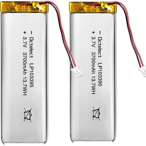 2PCS 3.7V Lipo Battery 3700mAh 103395 Lithium Polymer ion Battery Rechargeable Lithium ion Polymer Battery with JST Connector