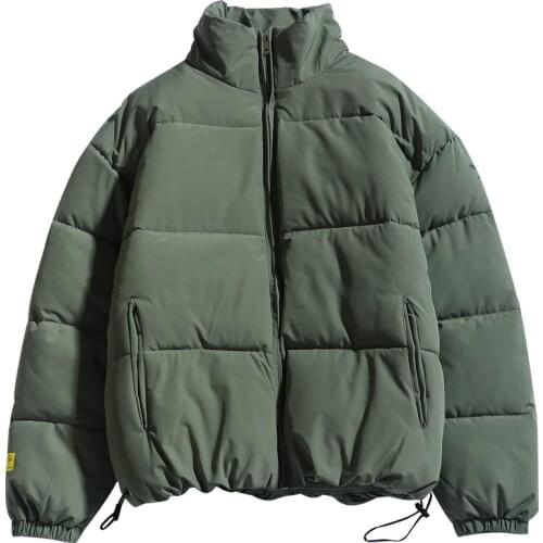 2021 Winter Coat Mens Warm Parkas Streetwear Cotton Coats Slim Male Jackets Solid Windproof Padded Coat Mens Clothing