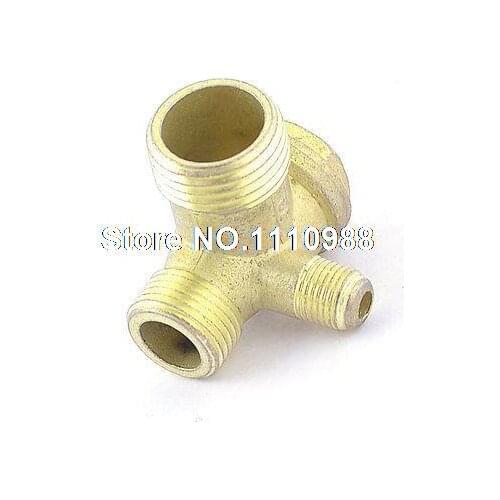 18mm Hex Head 3 Way Brass Air Compressor Check Valve Gold Tone