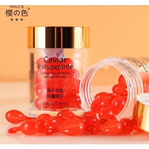 30pcs Caviar Serum Hyaluronic Acid Anti Aging Anti Wrinkle Capsules Essence Shrink Pores Skin Care Brighten Whitening Serum