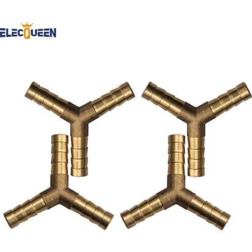4pcs Pneumatic fittings 6mm Barb Hose Pipe OD Brass Air Water Y Shaped Connector Adapter Coupler