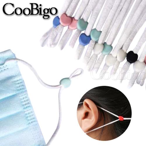 50Pcs Cord Locks Cord End Stoppers Drawstring Toggle Buckle Heart Beads Masks' Elastic Cords Adjustment Ear Bungee Rope Adjuster