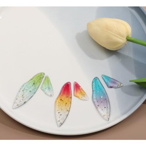 Gradient Color Epoxy Dream Elf Butterfly Wings Pendant DIY Handmade Hair Accessories Earrings Nail Accessories Material 6pcs
