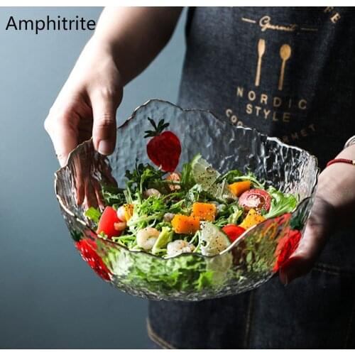 8 Inch Phnom Penh Crystal Clear Glass Salad Bowl Fruits Creative Bowl Dessert Homemade Glass Table Utensils Lunch Box