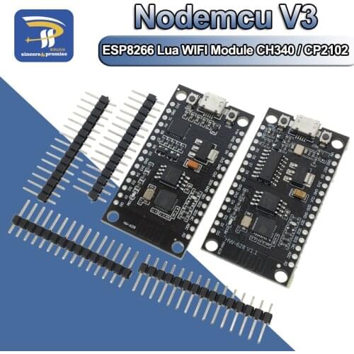 Free Shipping! NodeMCU V3 CH340G CP2102 Lua WIFI Module integration of ESP8266 CH340 + extra memory 32M Flash, USB-serial CP2102