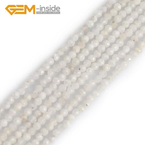 AAA Natural Faceted Round Rondelle Spacer 3mm 4mm 2x3mm Moonstone Stone Beads For Jewelry Making Strand 15'' DIY