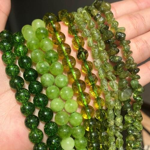 AA Natural Stone Green Peridot Quartz Beads Faceted Round Loose Beads For Jewelry DIY Making Bracelet Accessories 15''inches