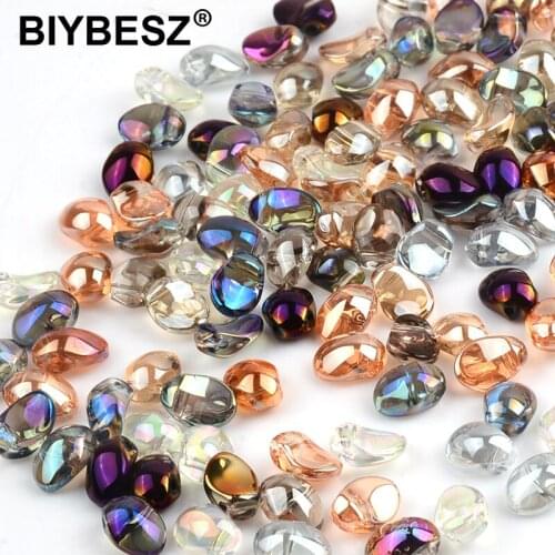 Multi Gradient Color Lampwork Beads 6x8mm Crescent Shape Czech Glass Beads For Jewelry Making Hairpin Handmade DIY Accessories