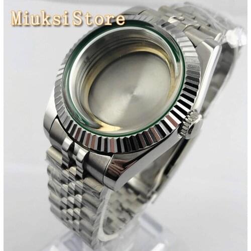 39mm sterile watch case jubilee strap stainless steel case fit NH35 NH36 ETA 2836 Miyota82 series, Mingzhu DG2813 3804 movement