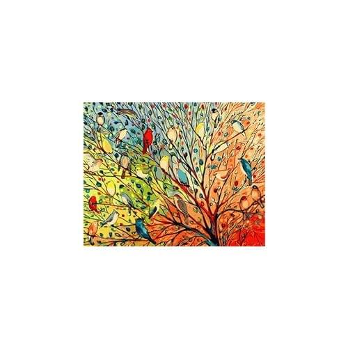 MaHuaf-W485 birds on tree coloring by numbers DIY digital Hand-painted canvas painting for home decor