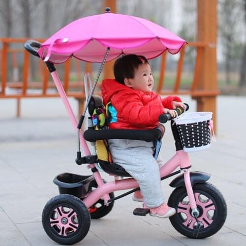 Childrens tricycle bicycle large toddler 1-5 year old baby trolley bike light child bike