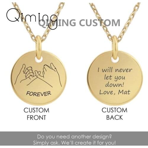Disc Coin Personalized Name Necklace For Women Couple Jewelry Forever Love Promise Necklace Best Gift