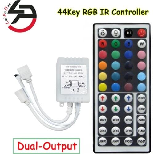 Laipuduo 44Key RGB IR Remote Dimmer Colorful LED Controller Dual Output Controller 5-24V For 3528 5050 SMD RGB LED Strip light