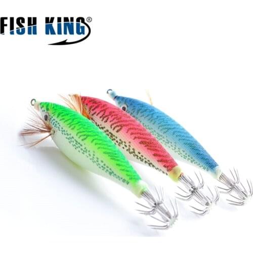 Fake bait bionic bait wooden shrimp squid hook octopus hook Artificial Lure 11cm/15g 3colors Glow Jigging Octopus Jig Luminous