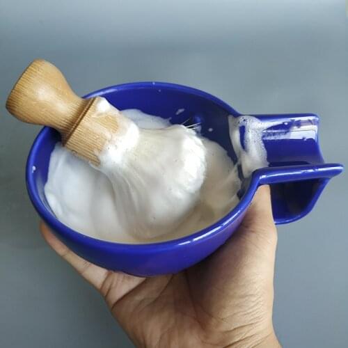 Dscosmetic Blue Color Ceramic Shaving Bowl For Men Shaving Brush