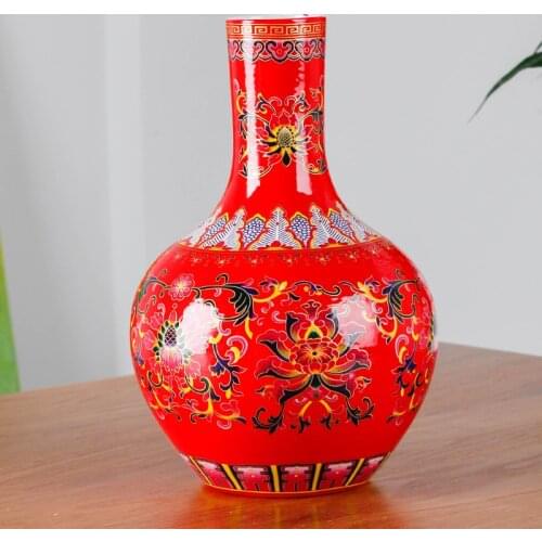 Jingdezhen Classical Enamel Vase Porcelain Modern Vintage Flower Vase Ceramic Flower Christmas Decoration flower-vases-for-home