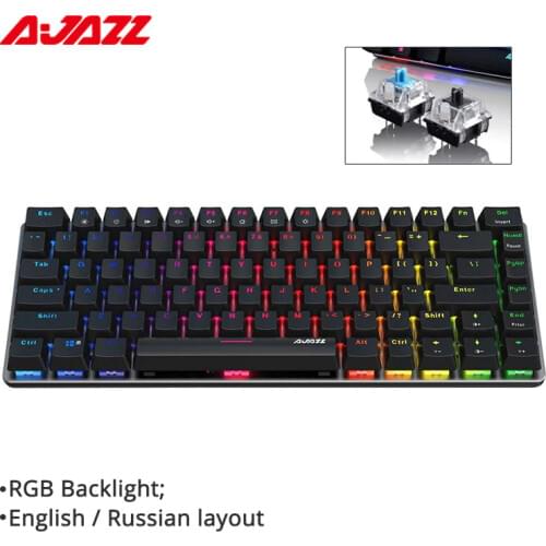 Ajazz AK33 82-key gaming Keyboard Wired Mechanical keyboard Russian / English layout blue/black switch RGB backlit windows 10