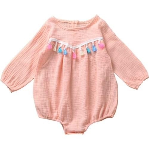 Baby Girl Jumpsuit Newborn Muslin Cotton Long Sleeve Romper Bow Fashion Infant Autumn Clothes