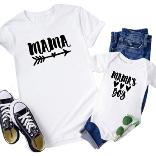 Family Matching Short T Shirt Summer Mommy and Son Look Print Letters Mama Boys Clothes Fashion T Shirt Litte Baby Kids Outfits