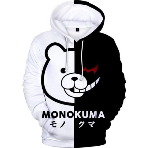 Anime Super Dangan Ronpa Danganronpa Mono Kuma Monokuma White Black Bear Cosplay Costume 3D Printed Unisex Hoodies Sweatshirts