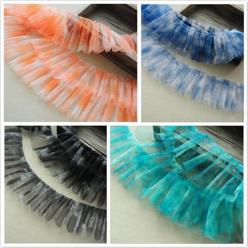 Trend Gradient Festival Dyeing Pleated Mesh Lace Fabric DIY Clothing Accessories Fluffy Skirt Pajamas Underwear Sewing Supply