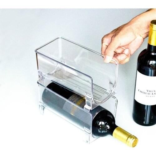 Kitchen Refrigerator Organizer Kitchen Bottle Storage Rack Stackable Wine Holder Bottles Holder Countertop Storage Shelf Space
