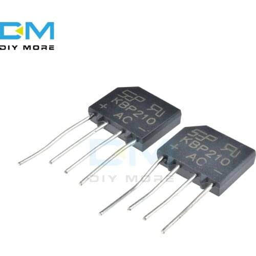 5PCS KBP210 2A 1000V Bridge Rectifier Diode Single Phase Bridge Rectifier Diy Electronic High Temperature Soldering Original IC