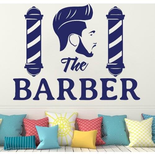 Barber Shop Wall Stickers Mens Haircut Vinyl Mural Hair Style Salon Sign Tools Logo Show Window Poster Glass Door Decal DW10550