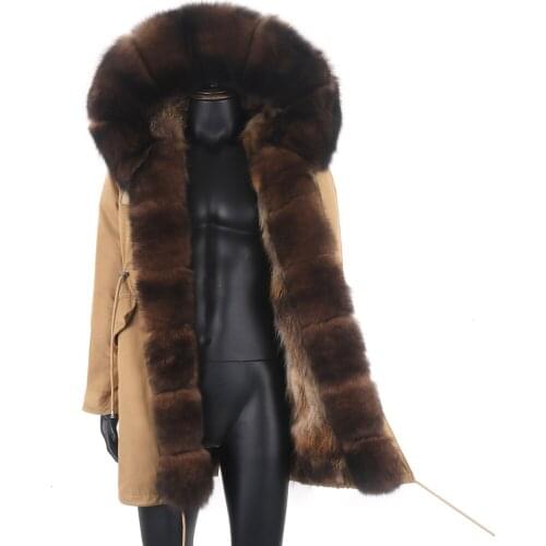 2021 Men Waterproof Long Parka Warm Thick Natural Fur Collar Winter Jacket Real Fox Fur Coat Outerwear Streetwear