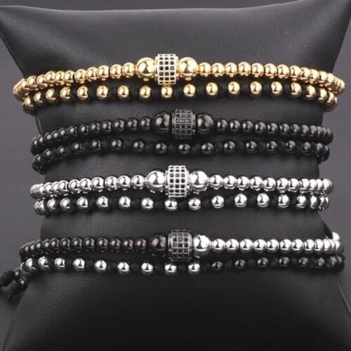New Design Stainless Steel Beaded Handmade Knot Cute Design CZ Charm Bracelet Jewelry For Men
