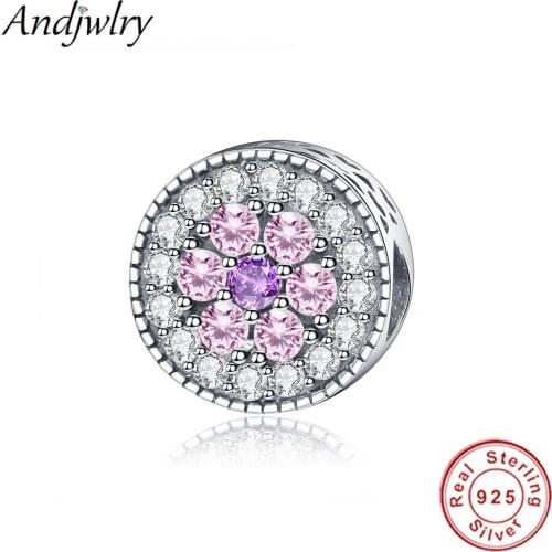 Fit Pandora Charms Bracelet Original 925 Sterling Silver Beads Charm With Clear Pink CZ Beads for Jewelry Making Women Berloque