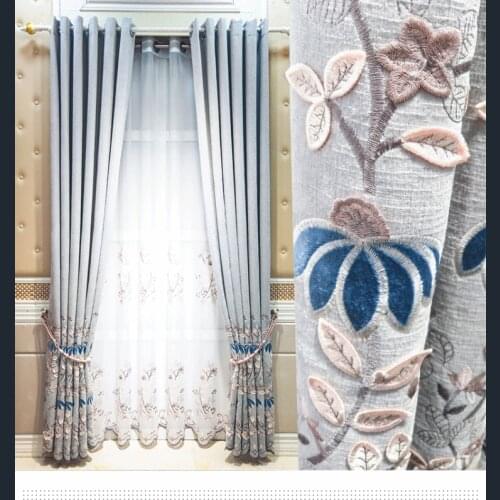 European Style Half Curtain for kitchen flower Tulle door Curtain for Home Decor Customized Simple modern bedroom Nordic simple