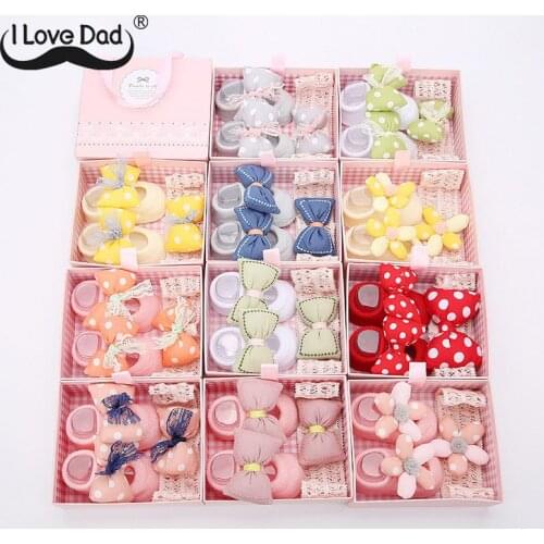 2Pcs/Set Cute Bows Baby Girl Headband Socks Set Lace Flower Turban Elastic Headbands Hairband For Girls Baby Hair Accessories