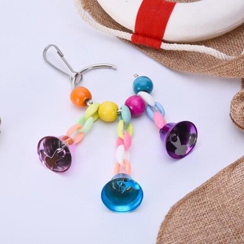 Simple Parrots Toy Bird Accessories Colorful Beads Bells Pet Toy Swing Stand Budgie Parakeet Cage Pet Bird Parrot Chew Swing Toy