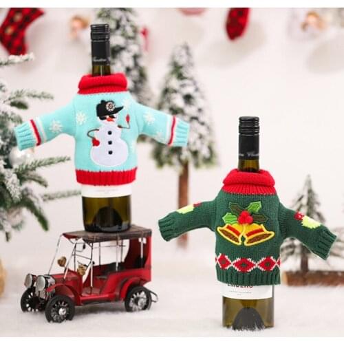Christmas Ugly Knitted Wine Bottle Sweater Covers Christmas Table Decoration For Christmas Parties And Xmas Parties