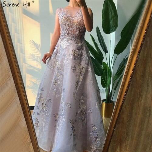 Pink O-Neck Handmade Flowers A-Line Evening Dresses 2020 Sleeveless Crystal A-Line Formal Dress Serene Hill DLA70326