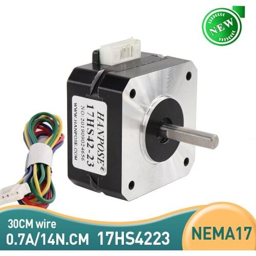 5pcs Nema17 Stepper Motor Free shipping 17HS4223 0.7A 14N.CM 23MM 4-lead 42 motor 12v For beauty medical machine accessories