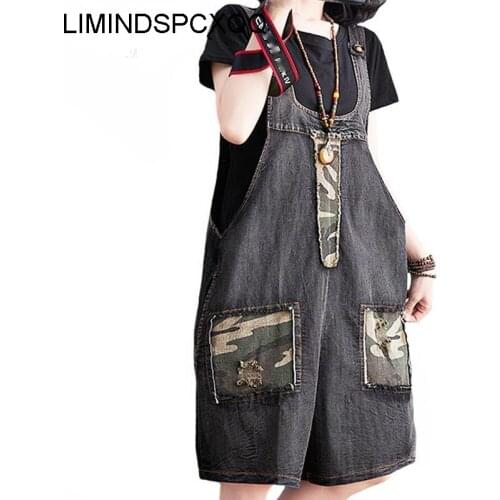 LIMINDSPCXQQ European Summer 2021 Shorts Womens Combination Various Camouflage Denim Workwear Retro Punk Black Jeans Large