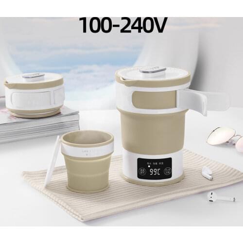 110V-240V Folding Electric Kettle Travel Kettle Hidden Handle Mini Insulation Household Kettle with Universal Conversion Plug