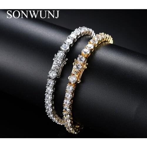 3mm 4mm 5mm High Qulaity Brass / Copper AAA Cubic Zirconia Tennis Bracelet CZ stone Chain 1 Row Hip hop Jewelry B016