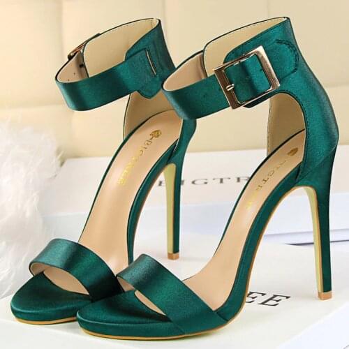 BIGTREE Shoes Women Sandals High Heels 11.5CM Silk Platform Heel Shoes Ladies Party Wedding Stiletto Woman Pumps Plus Size 34-43