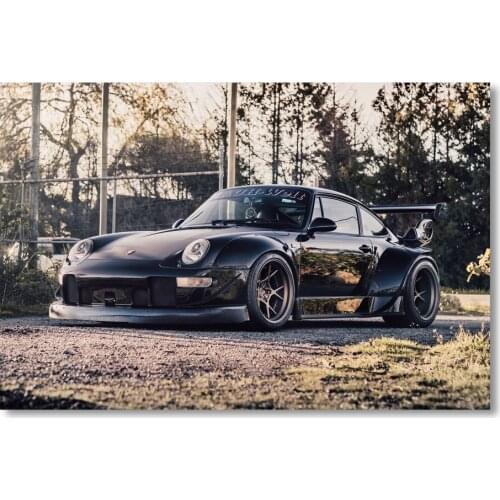 Tuning Porsches 911 RWB Black Classic Car Supercar Canvas Painting Posters and Prints Wall Silk Art for Room Home Decor