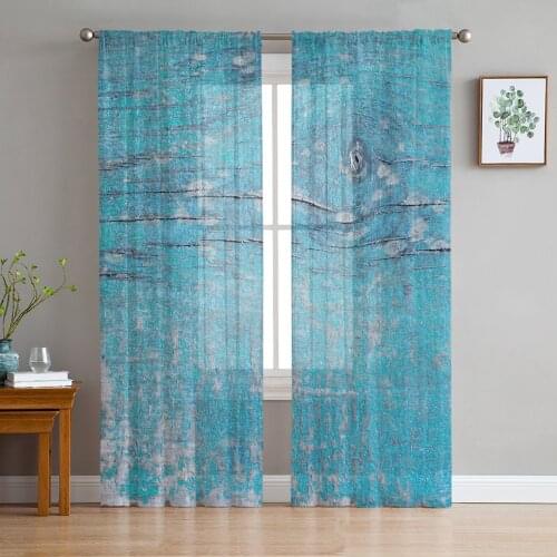 Vintage Wood Texture Sheer Curtains for Living Room Bedroom Kitchen Chiffon Tulle Curtains Home Hotel Coffee Decor