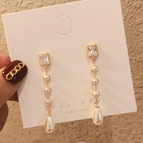 Vintage Baroque Pearl Tassel Drop Earrings for Women Long Chain Freshwater Pearl Dangle Earrings For Women Jewelry Ear Line