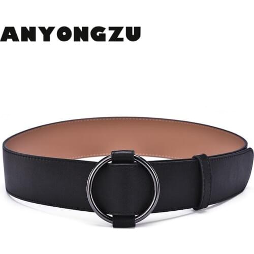 Women Wide Belt Round Buckle Decoration Down Coat Leather Waist Cover Black Red Perfect waist High Quality Smooth Waist sealing